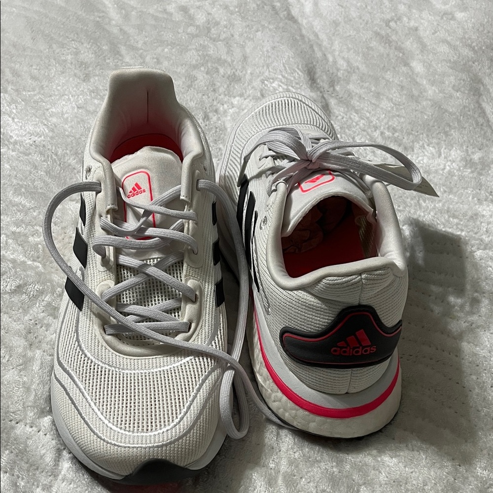 Adidas Athletic Mesh Trainers Gray Red Performance Shoes